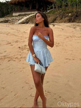 A-Line Blue Appliqued Sweetheart Strapless Women Mini Dresses Homecoming Dresses, PDS0565