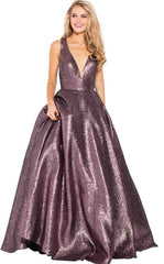 A-Line Long Modest Deep V-Neck Colorful Open Back Formal Elegant Prom Dresses, TYP1196