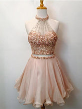 Champagne Two Pieces Beading Short Cheap Homecoming Dresses Online, CM572