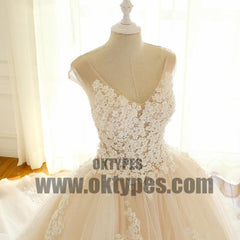 Cap Sleeve Lace Long Custom Cheap Custom Wedding Dresses, Wedding Dresses, TYP0602