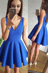 Blue V-Neck Cheap Homecoming Dresses Under 100, CM406