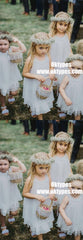 A-Line Round Neck Tiered Light Blue Chiffon Flower Girl Dress with Lace, TYP0888